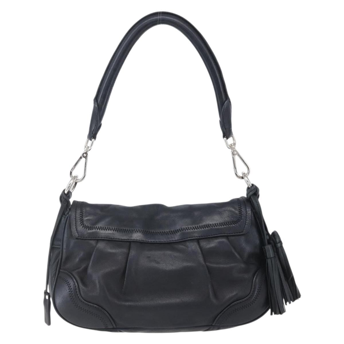 Prada Pushlock Shoulder Bag Leather Black Leather Shoulder Bag Bag