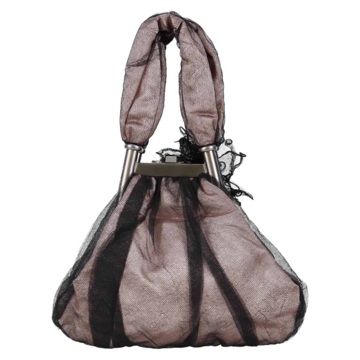 Chanel Drawstring Bucket Bag Chevron Patchwork Canvas Pink Nylon Bag
