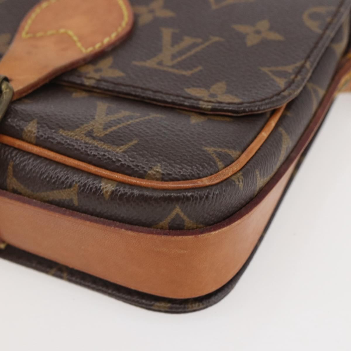 Louis Vuitton Cartouchiere Handbag Monogram Canvas Brown Canvas Shoulder Bag