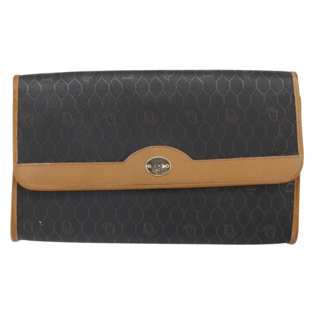 Christian Dior Vintage Honeycomb Chain Canvas Black Canvas Shoulder Bag Bag (Pre-Owned)