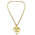 Chanel Cc Heart Pendant Metal Gold Gold_Plated Necklace Jewelry