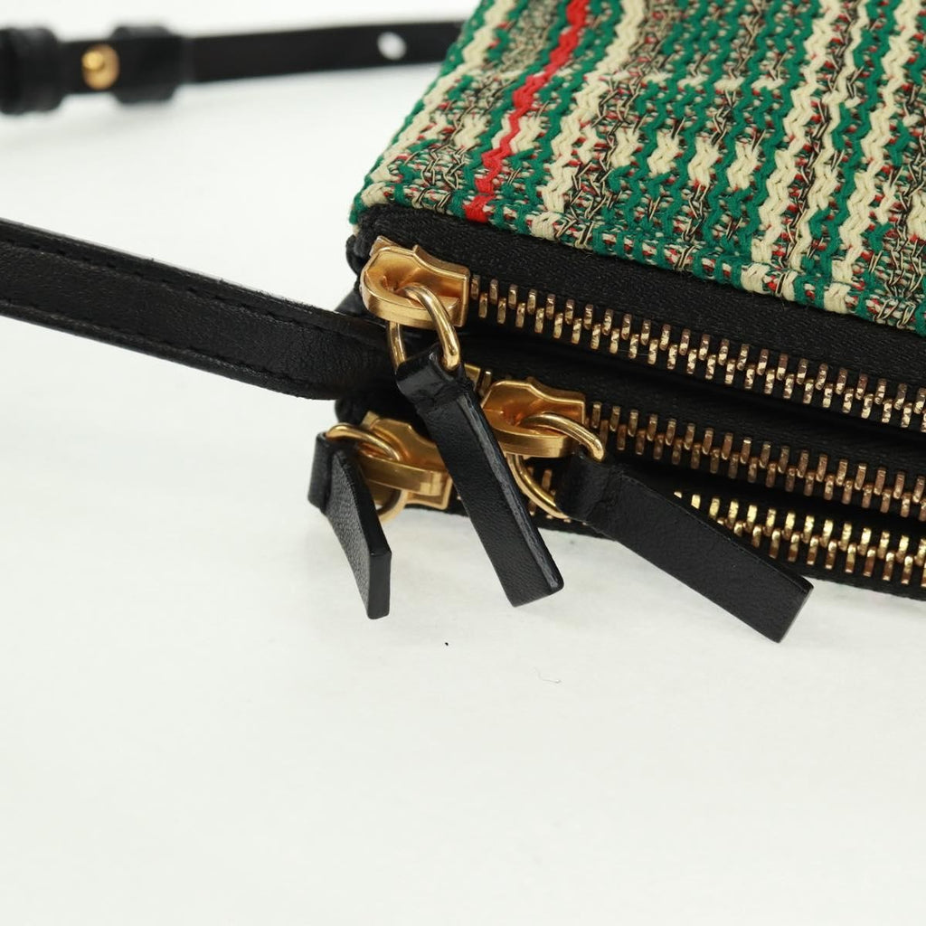 Celine Trio Crossbody Bag Tweed Green Tweed Shoulder Bag Bag