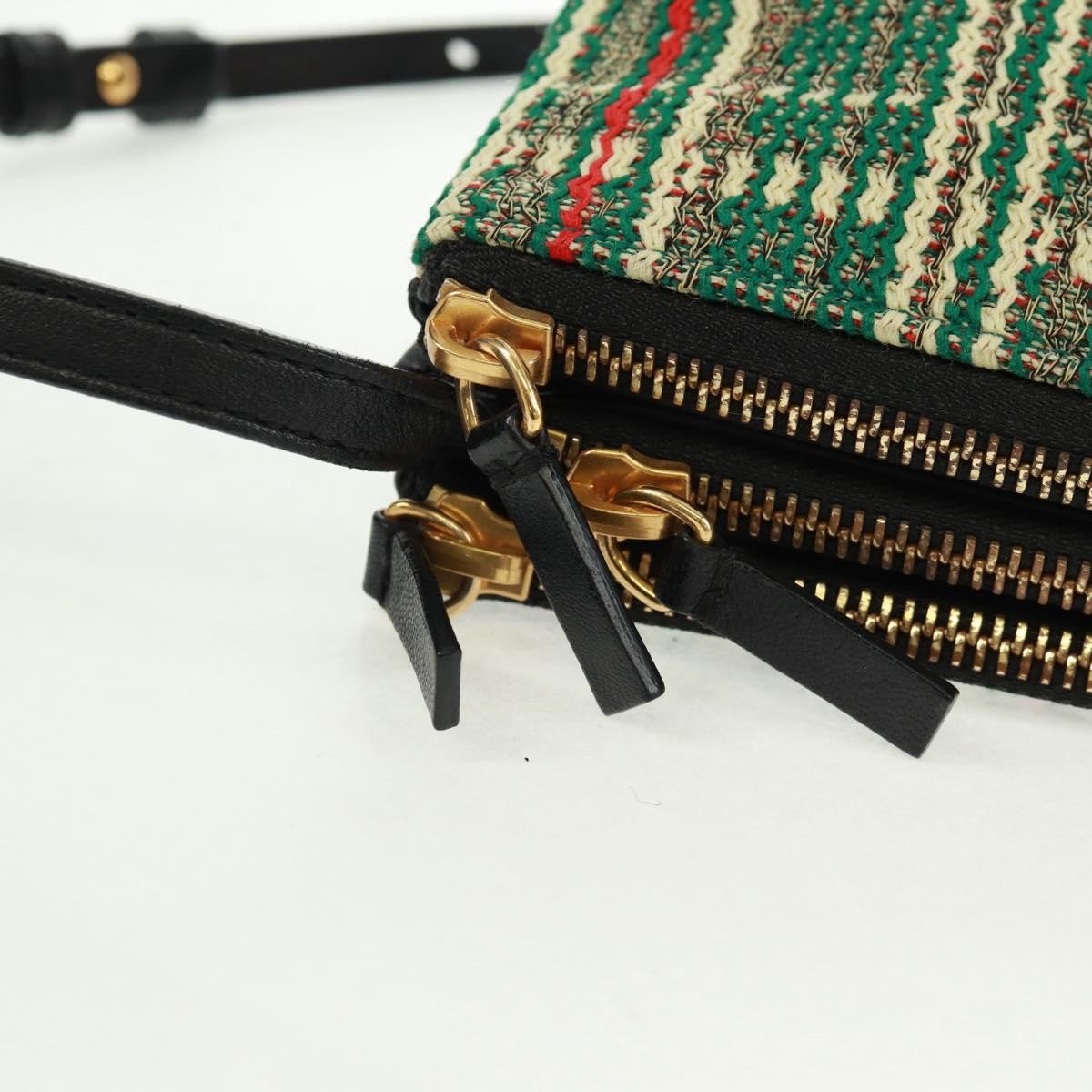 Celine Trio Crossbody Bag Tweed Green Tweed Shoulder Bag Bag