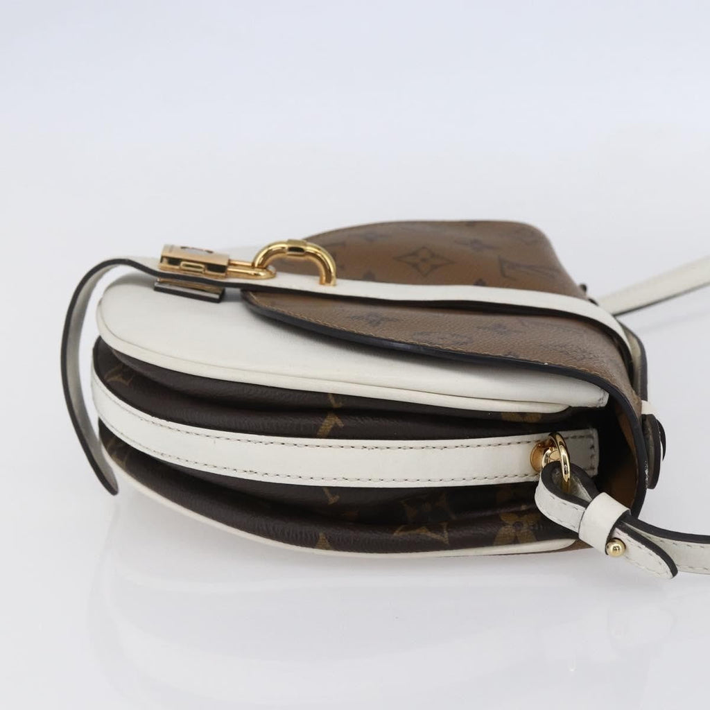Louis Vuitton Chantilly Lock Handbag Reverse Monogram Canvas And Leather White Leather Shoulder Bag
