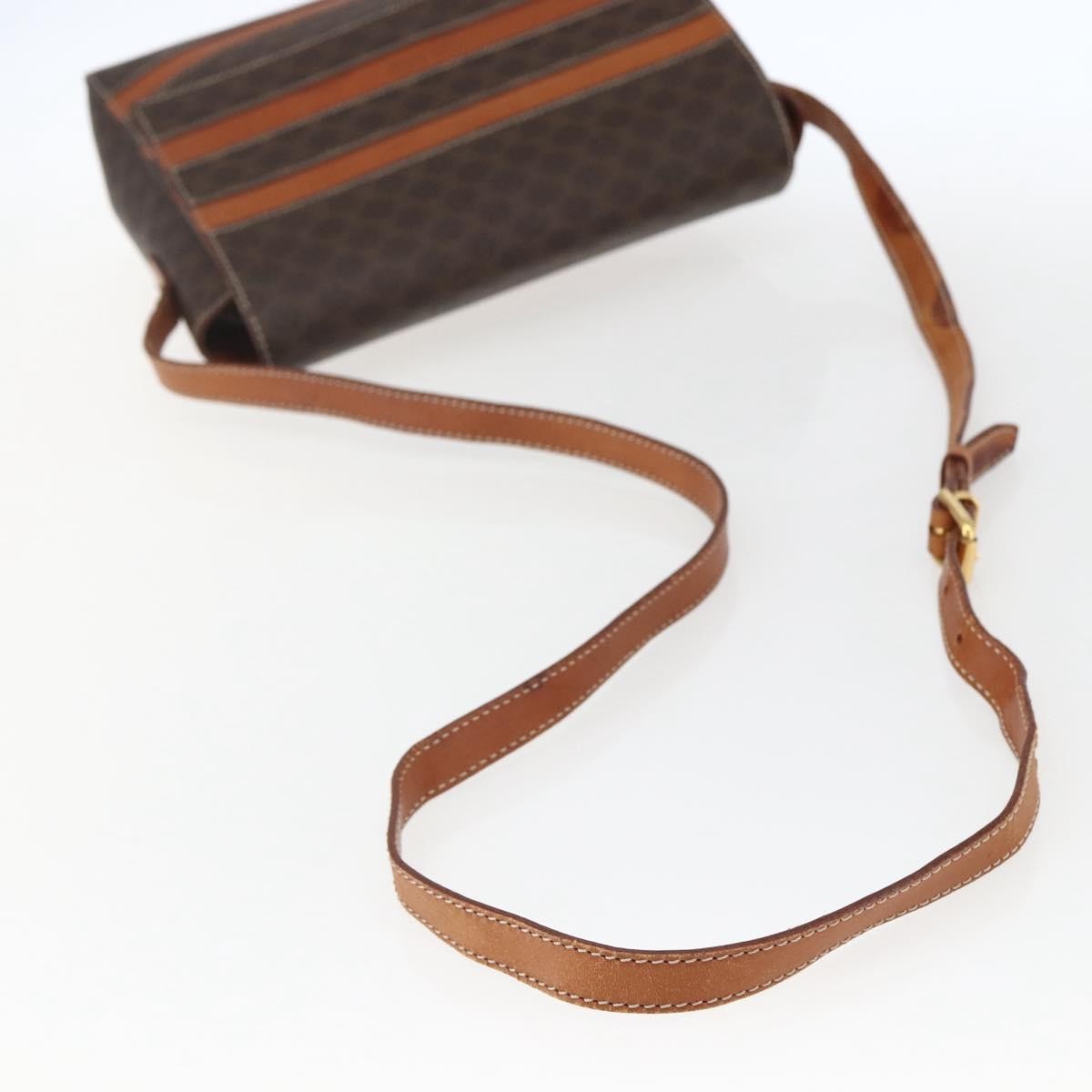 Celine Vintage Macadam Shoulder Bag Canvas And Leather Brown Canvas Shoulder Bag Bag