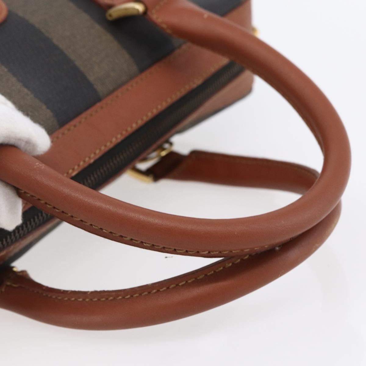 Fendi Vintage Pequin Convertible Boston Bag Coated Canvas Brown Canvas Handbag