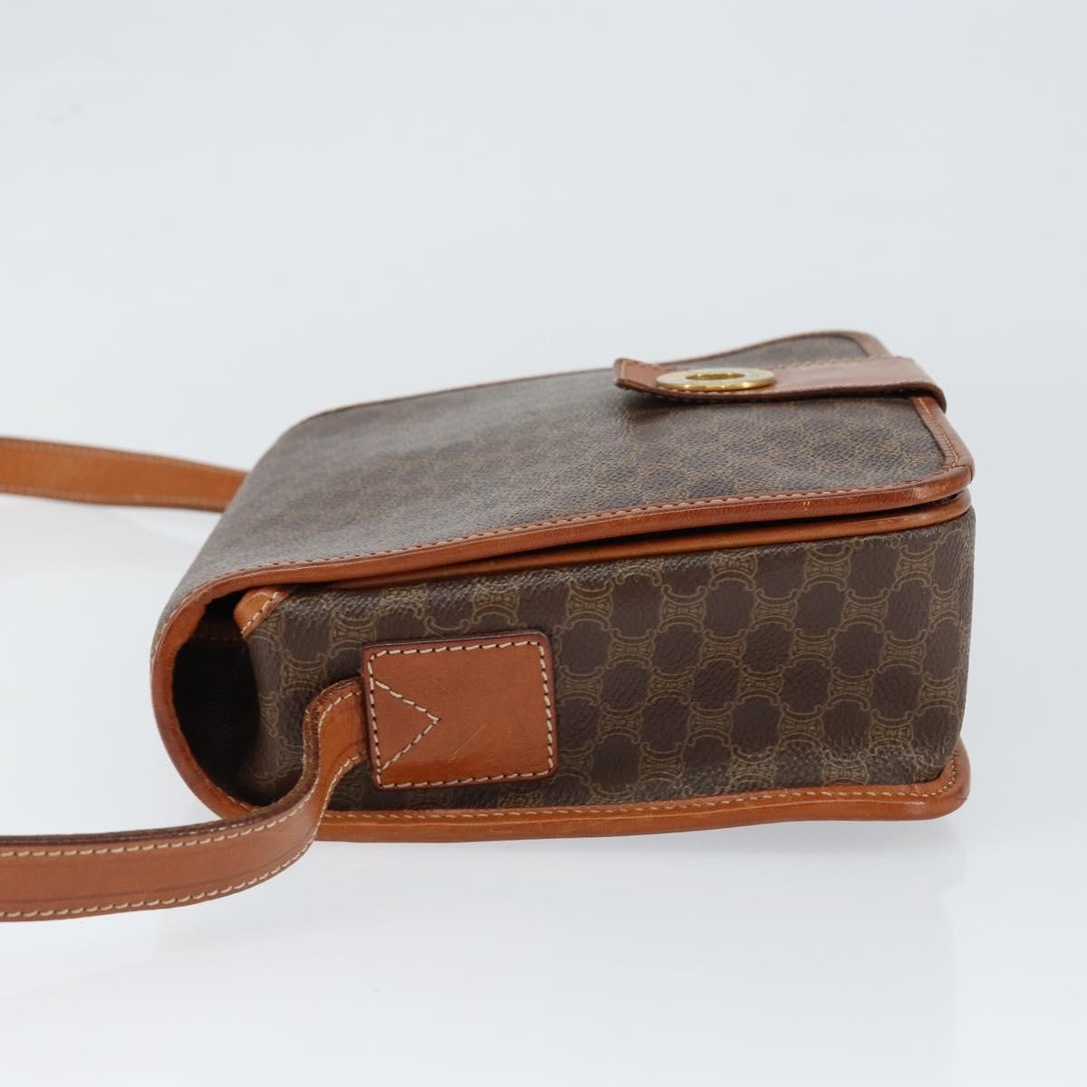 Celine Vintage Macadam Shoulder Bag Canvas And Leather Brown Canvas Shoulder Bag Bag