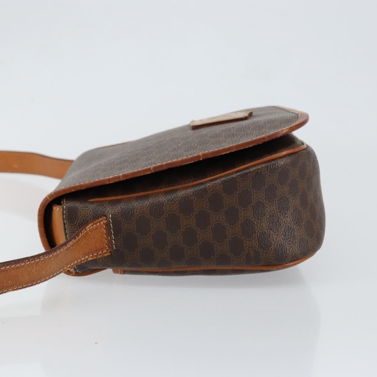 Celine Macadam Shoulder Bag Pvc Leather Brown Canvas Shoulder Bag Bag