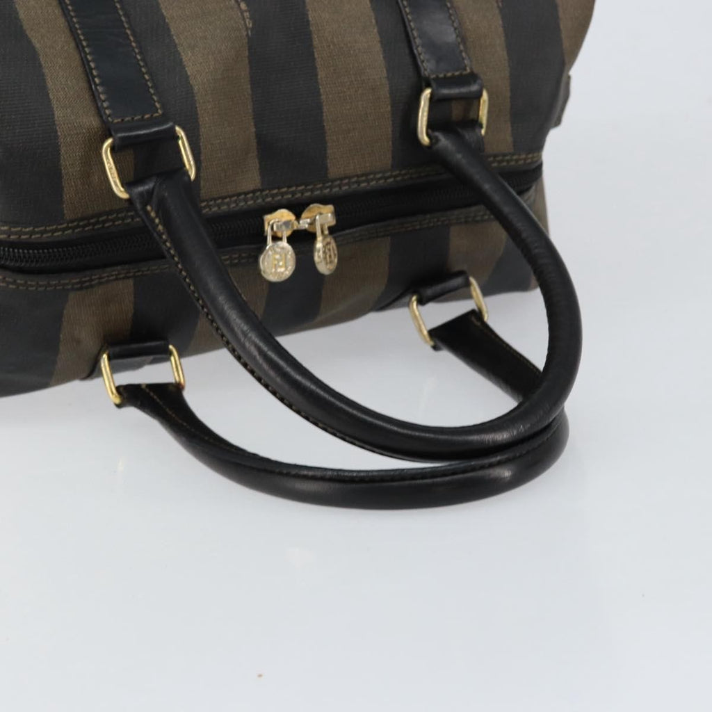 Fendi Vintage Pequin Boston Bag Coated Canvas Brown Canvas Handbag