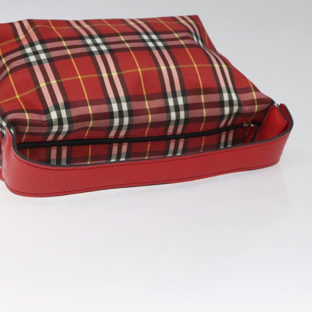 Burberry Nova Check Handbag Leather And Nylon Red Nylon Handbag