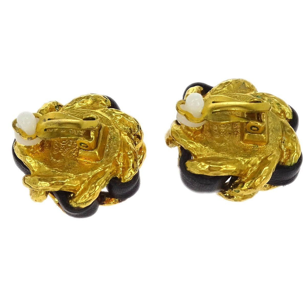 Chanel Vintage Round Clip-On Earrings Metal With Faux Pearl Gold Gold_Plated Earrings Jewelry