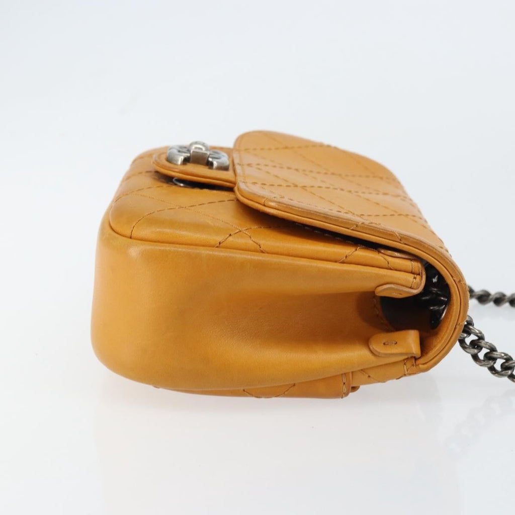 Chanel Chain Flap Bag Quilted Leather Orange Leather Shoulder Bag Bag