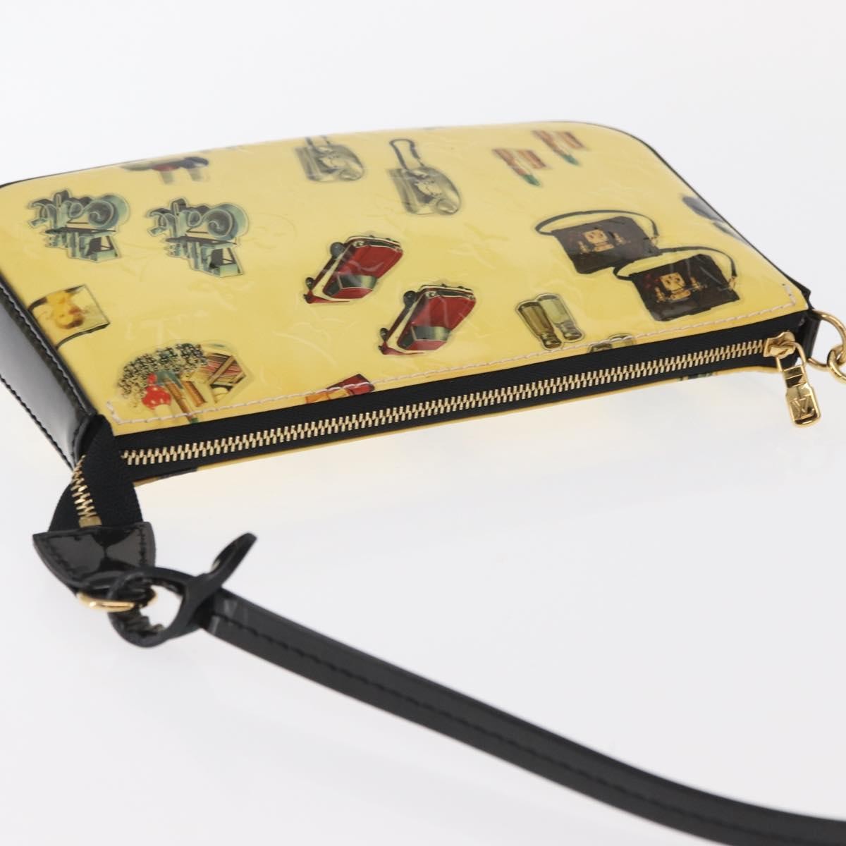 Louis Vuitton Pochette Accessoires Nm Limited Edition Stickers Monogram Vernis Yellow Patent_Leather Clutche & Pouche Bag