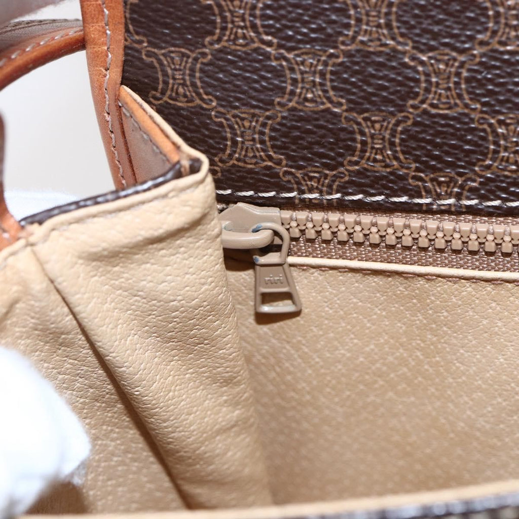 Celine Vintage Macadam Shoulder Bag Canvas And Leather Brown Canvas Shoulder Bag Bag