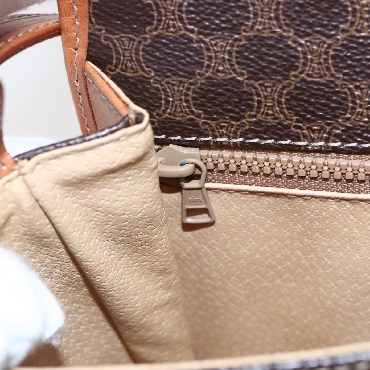 Celine Vintage Macadam Shoulder Bag Canvas And Leather Brown Canvas Shoulder Bag Bag
