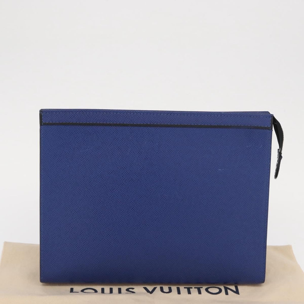 Louis Vuitton Pochette Voyage Taiga Leather Blue Leather Clutche & Pouche Bag