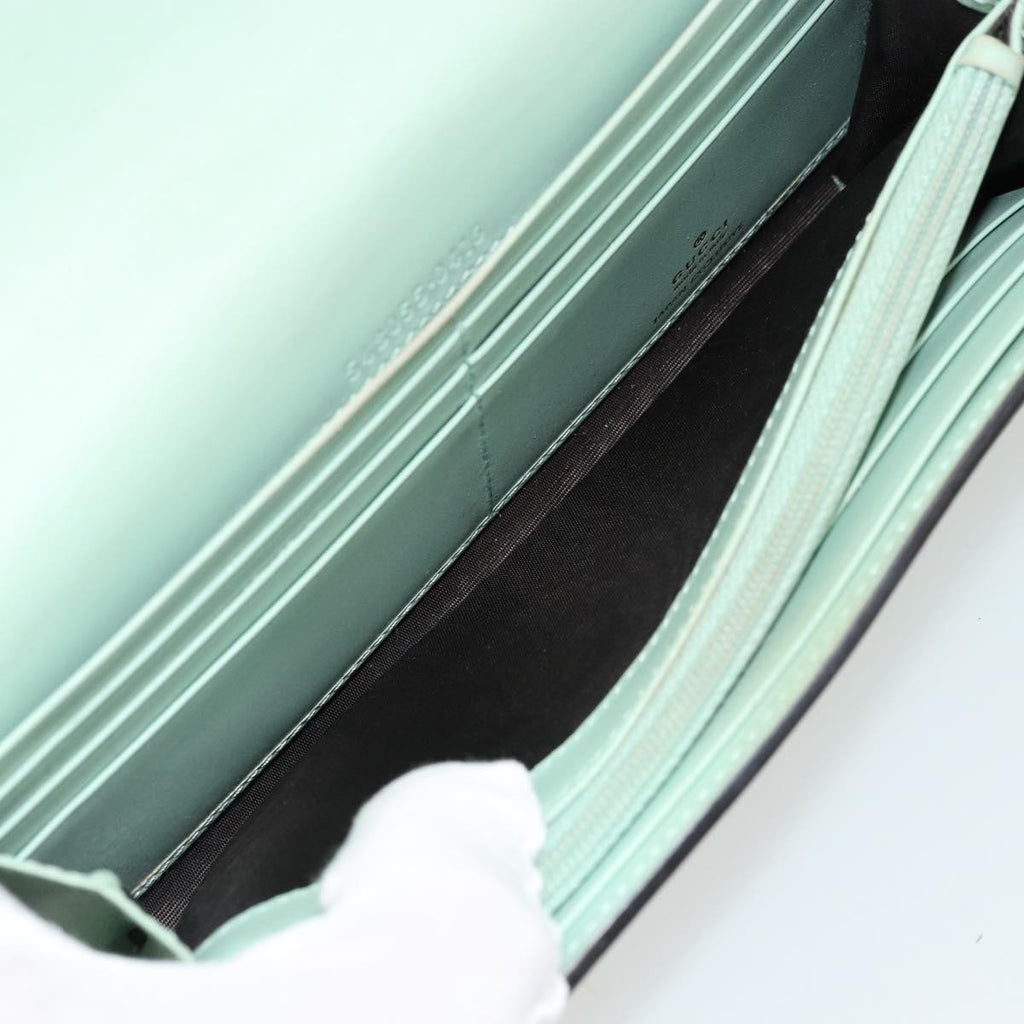 Gucci Guccissima Wallet Motif Gg Green Leather Wallets Accessory (Pre-Owned)