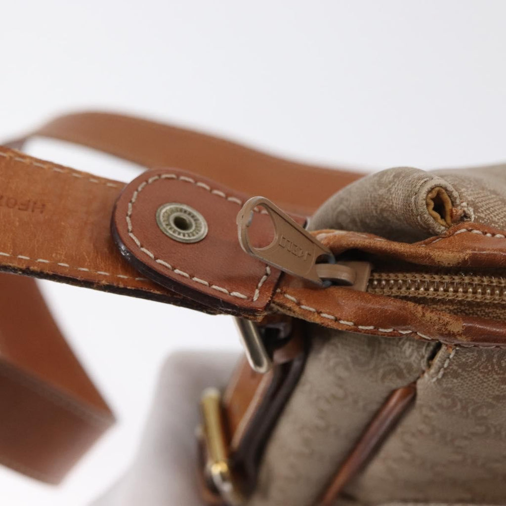 Celine Vintage Macadam Shoulder Bag Canvas And Leather Beige Canvas Shoulder Bag Bag