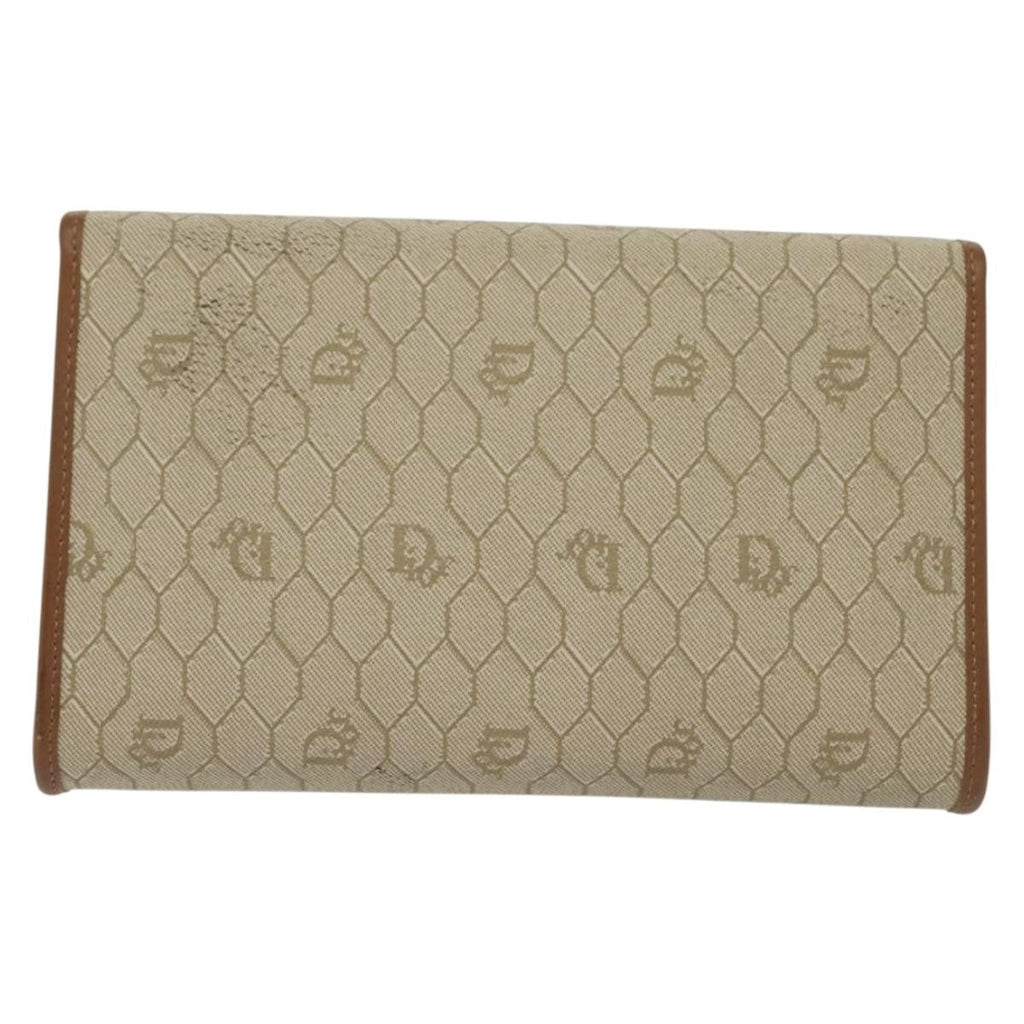 Christian Dior Vintage Honeycomb Chain Canvas Beige Canvas Bag (Pre-Owned)