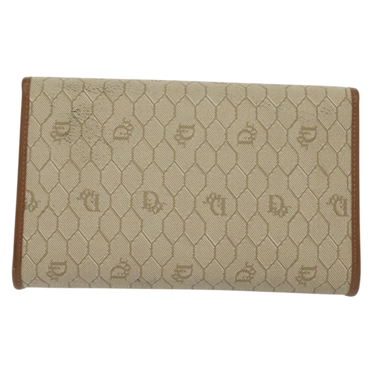 Christian Dior Vintage Honeycomb Chain Canvas Beige Canvas Bag (Pre-Owned)