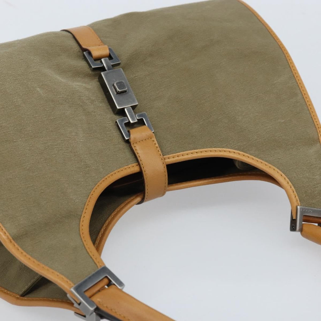 Gucci Vintage Jackie Handbag Canvas Beige Canvas Handbag (Pre-Owned)