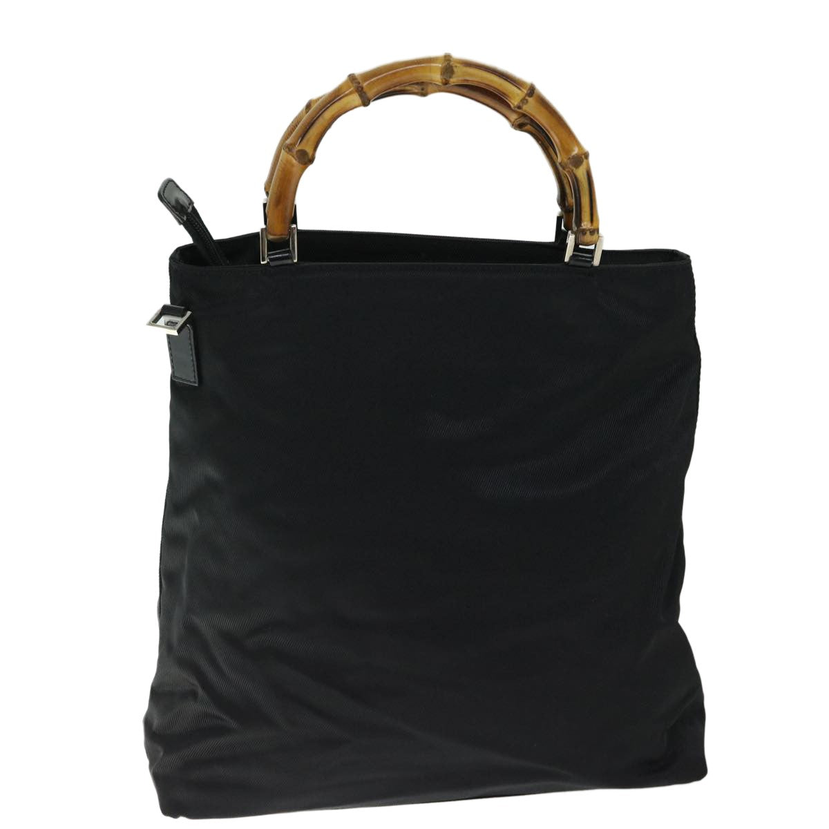 Gucci Vintage Bamboo Handle Bag Nylon Black Nylon Tote Bag Bag (Pre-Owned)