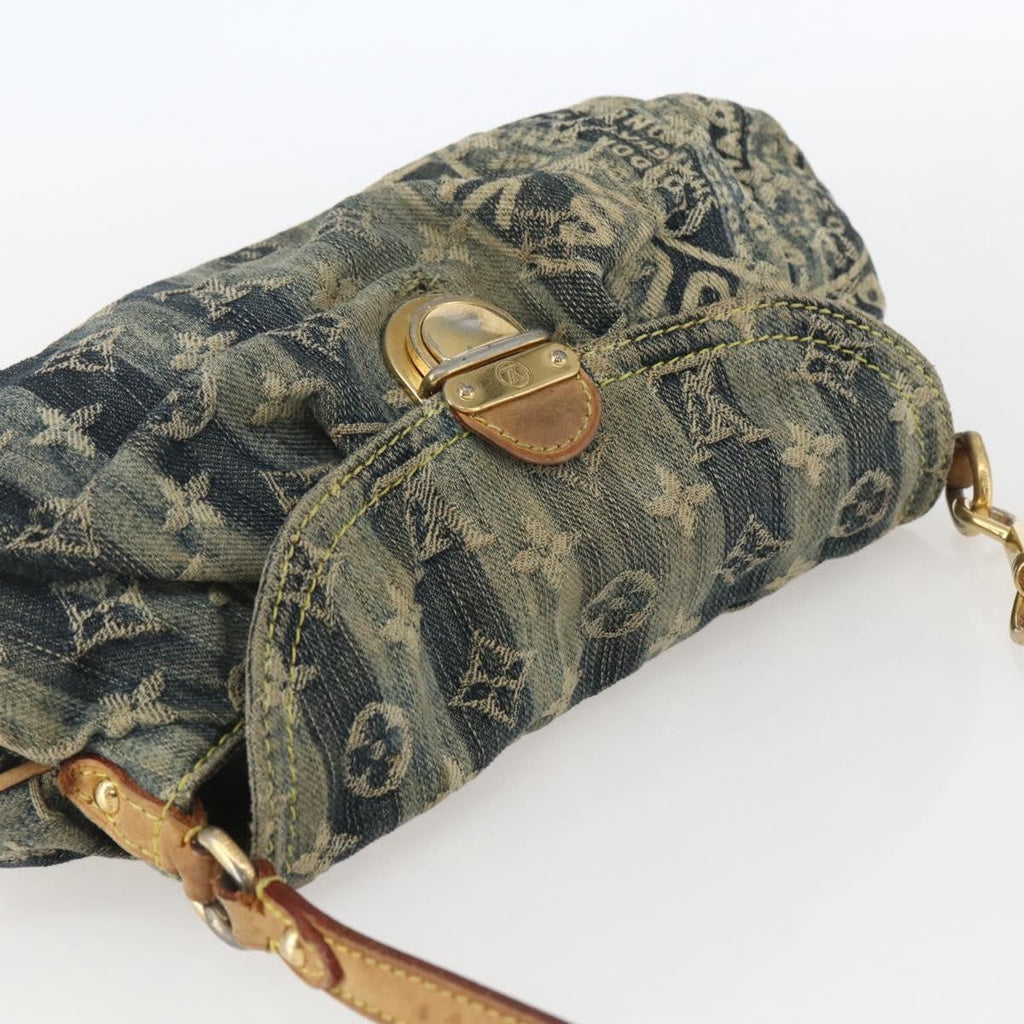 Louis Vuitton Pleaty Raye Handbag Striped Monogram Denim Blue Denim_Jeans Shoulder Bag