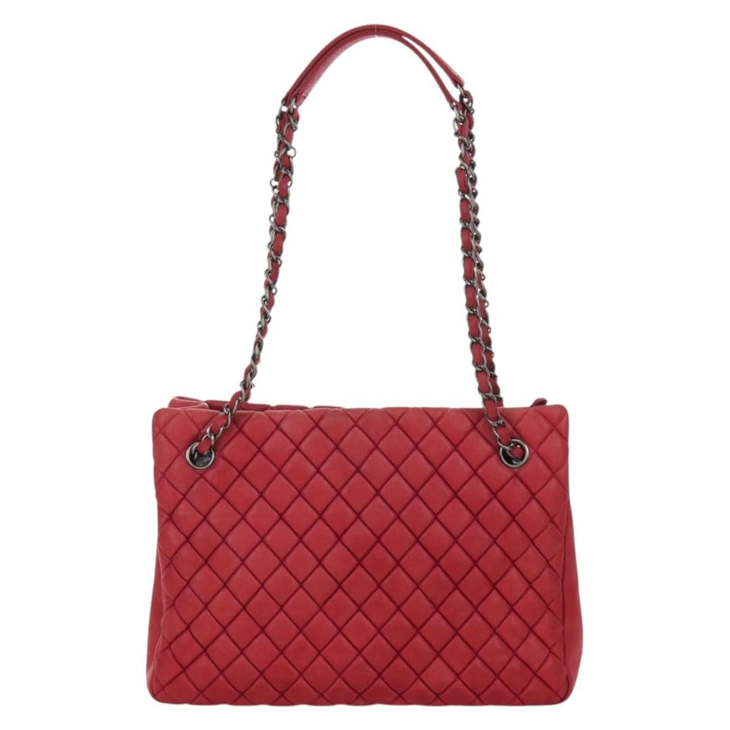Chanel New Bubble Tote Quilted Calfskin Red Leather Tote Bag Bag