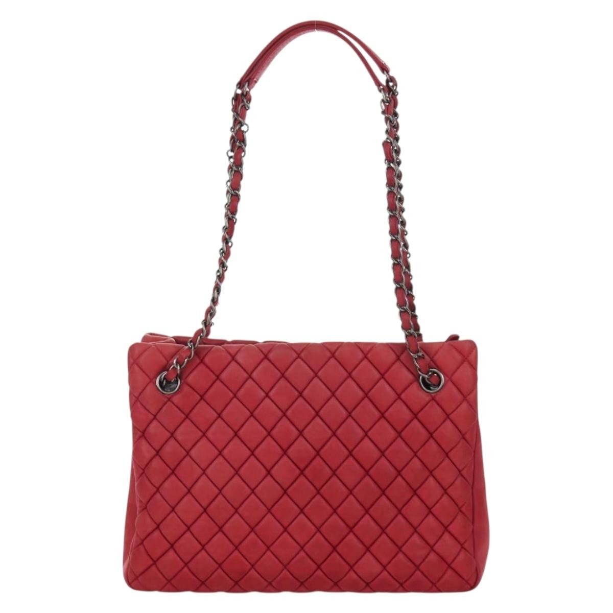 Chanel New Bubble Tote Quilted Calfskin Red Leather Tote Bag Bag