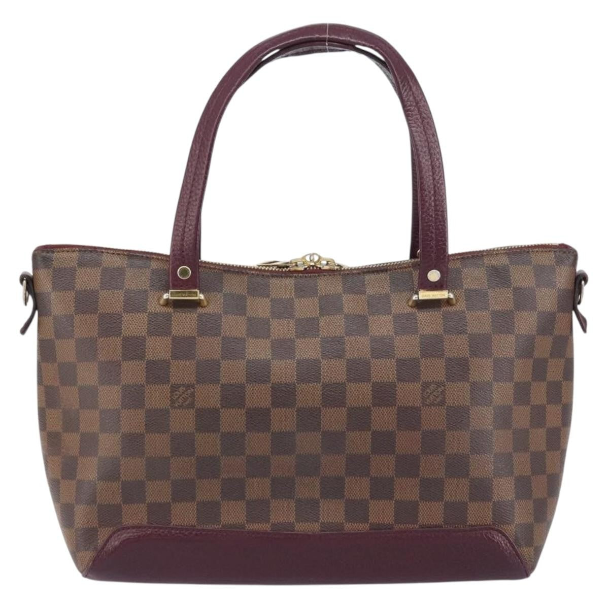 Louis Vuitton Hyde Park Handbag Damier With Leather Brown Canvas Handbag