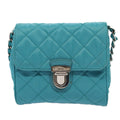 Prada Pushlock Chain Flap Bag Quilted Tessuto Turquoise Nylon Shoulder Bag Bag