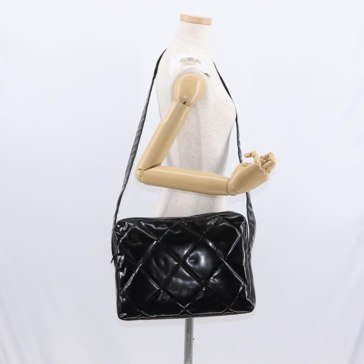 Chanel Vintage Shoulder Bag Enamel Black Patent_Leather Shoulder Bag Bag