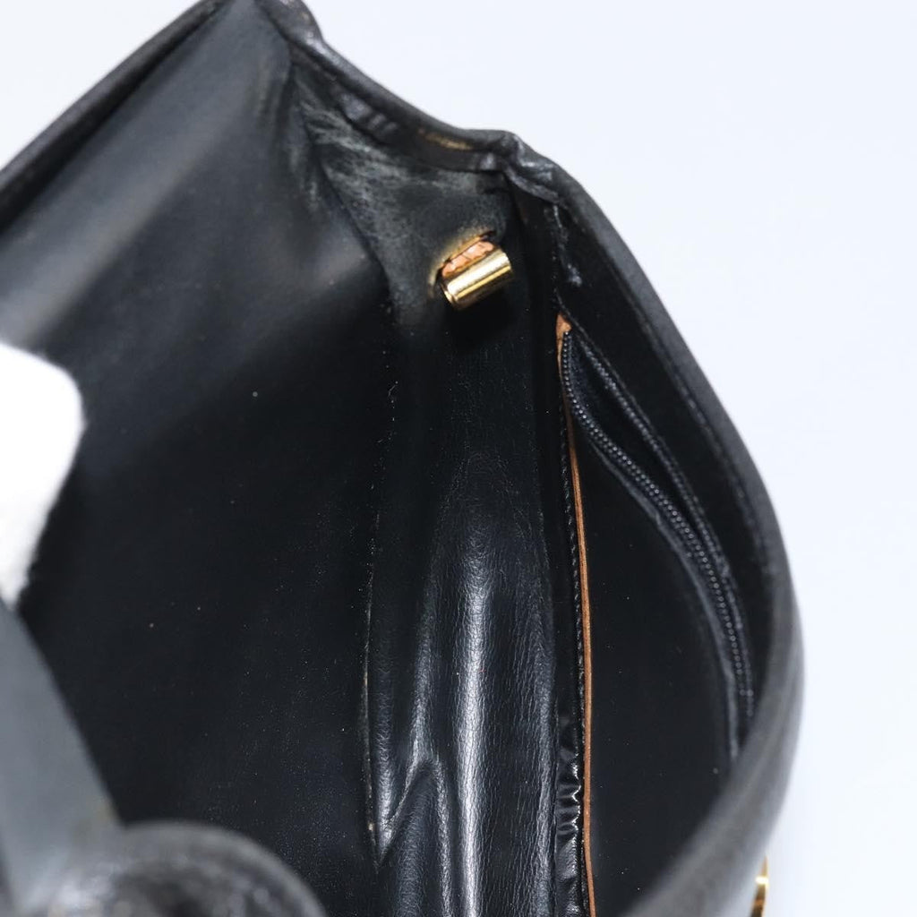 Christian Dior Vintage Cd Flap Shoulder Bag Leather Black Leather Shoulder Bag Bag (Pre-Owned)