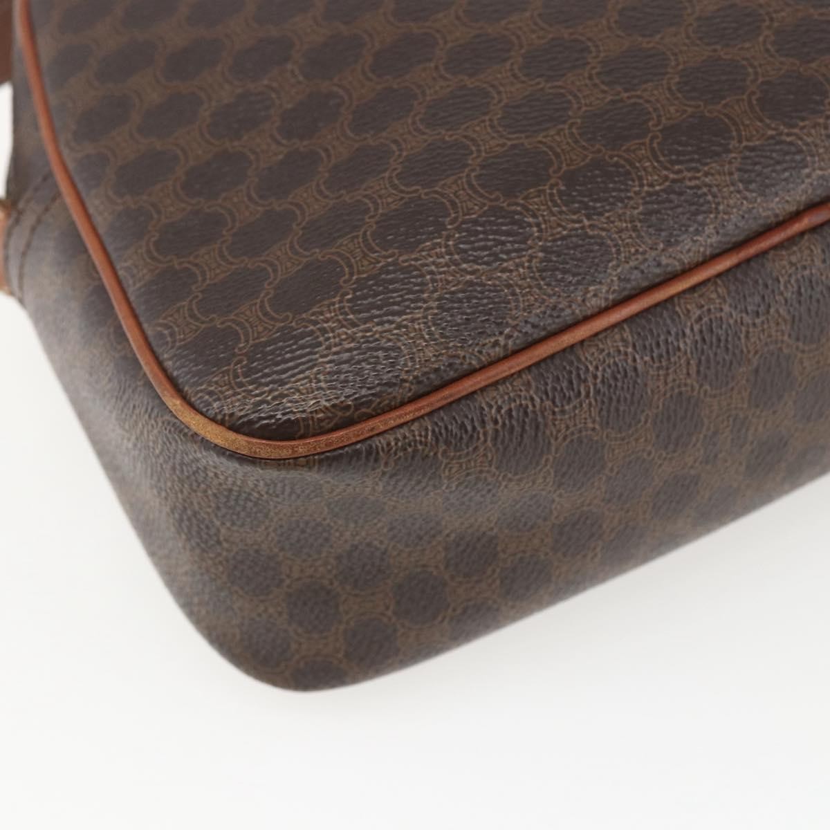 Celine Vintage Macadam Shoulder Bag Canvas And Leather Brown Canvas Shoulder Bag Bag