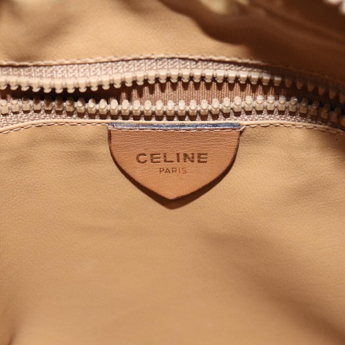 Celine Vintage Macadam Shoulder Bag Canvas And Leather Beige Canvas Shoulder Bag Bag