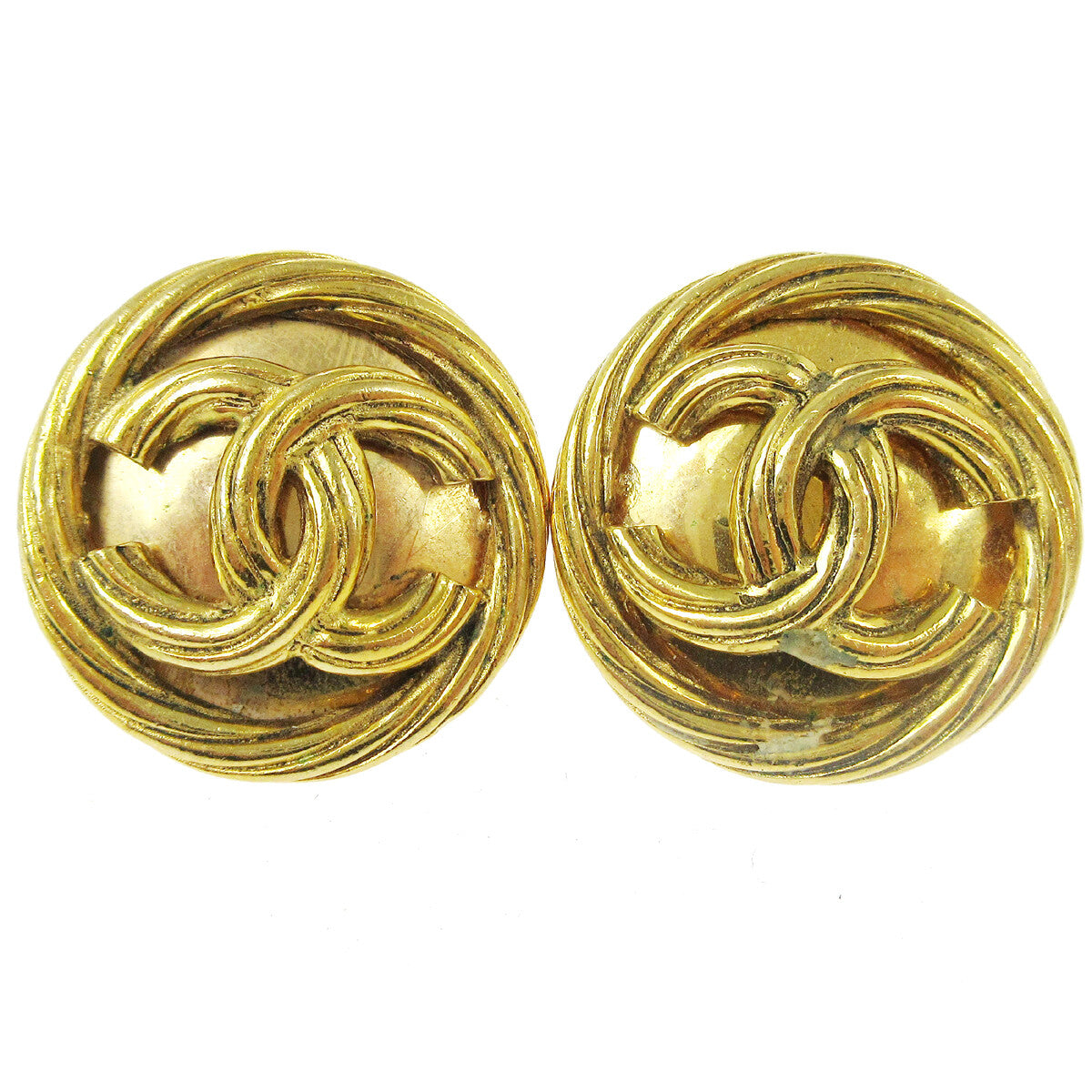 Chanel Cc Button Clip-On Earrings Metal Gold Gold_Plated Earrings Jewelry
