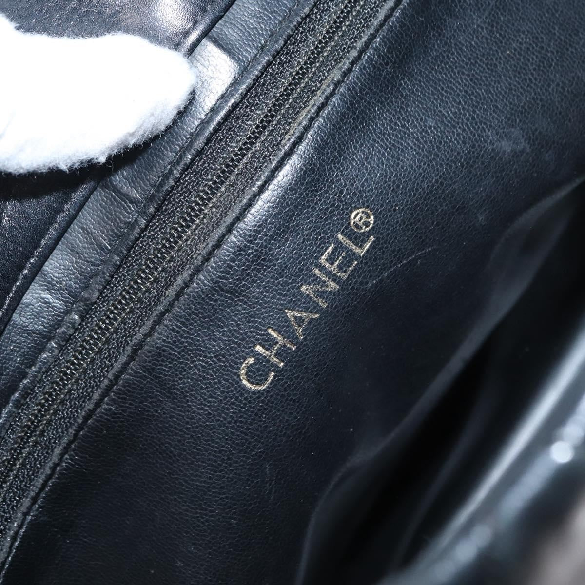 Chanel Chain Tote Leather Black Leather Handbag