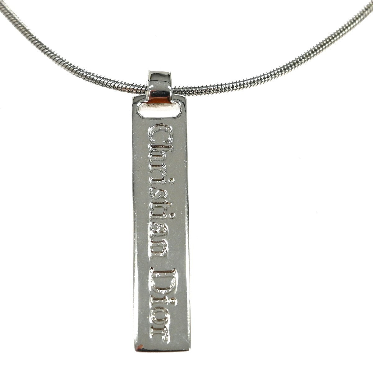 Christian Dior Vintage Dior Logo Necklace Metal Silver Silver_Plated Necklace Jewelry (Pre-Owned)