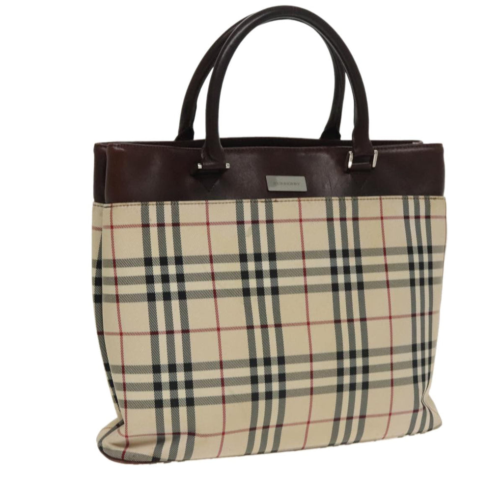 Burberry Nova Check Tote Canvas And Leather Beige Canvas Tote Bag