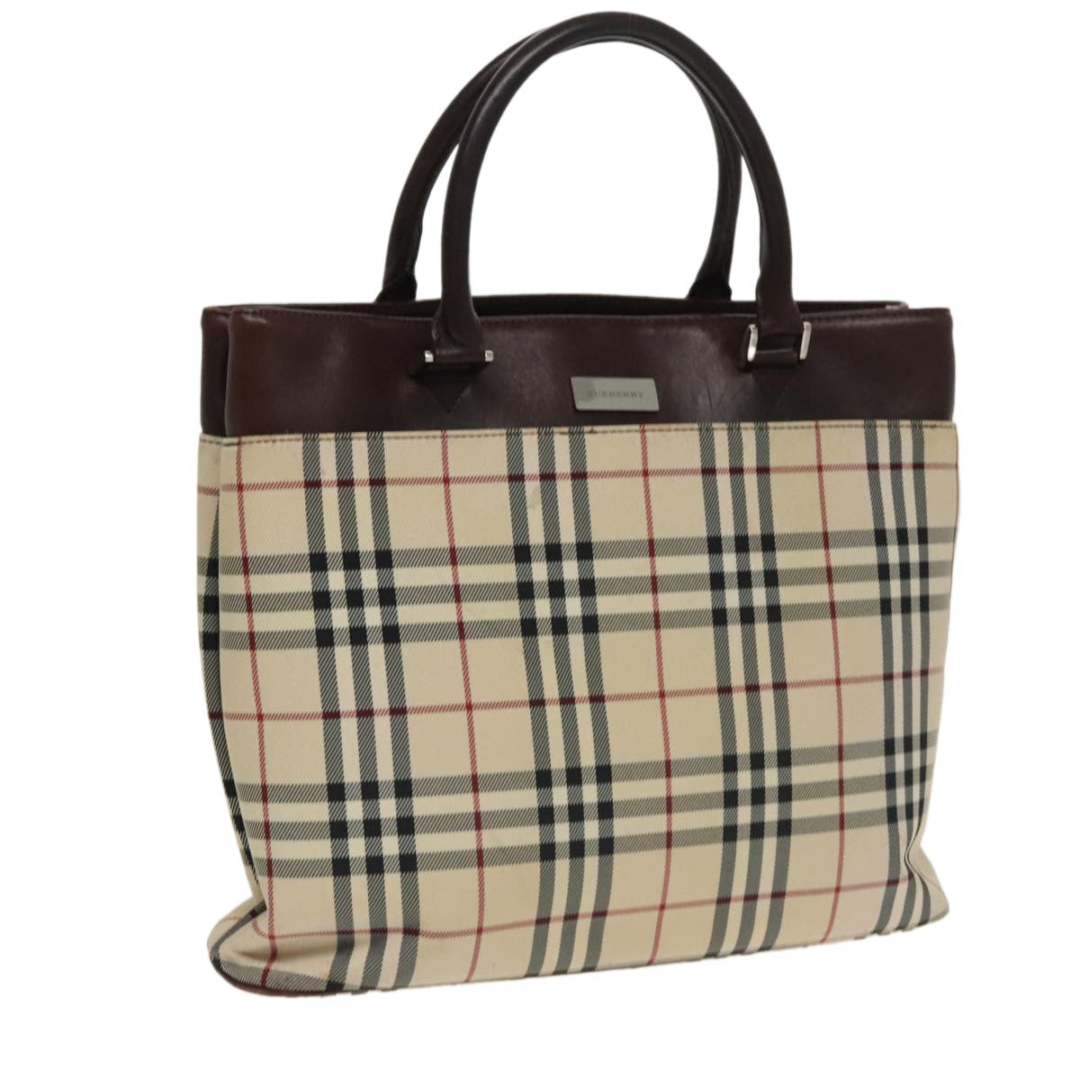 Burberry Nova Check Tote Canvas And Leather Beige Canvas Tote Bag