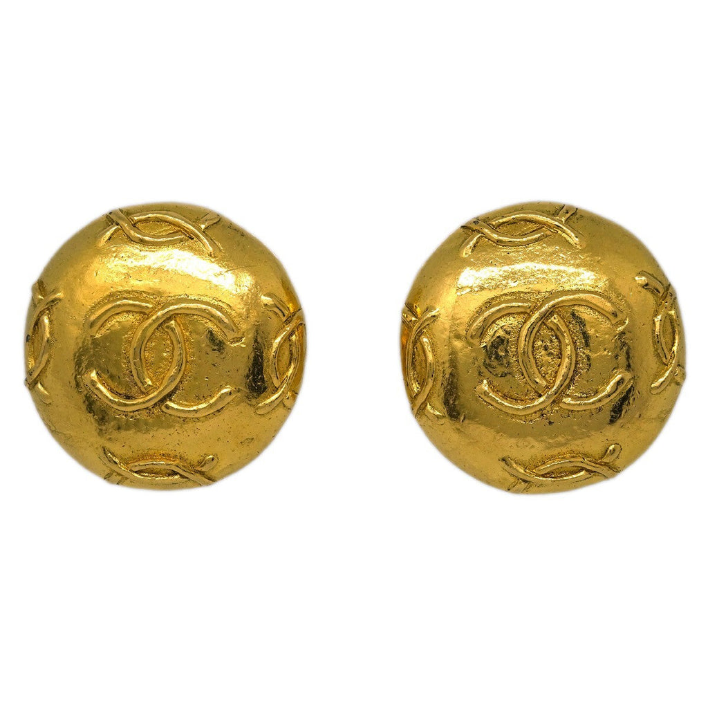 Chanel Cc Round Earrings Metal Gold Gold_Plated Earrings Jewelry
