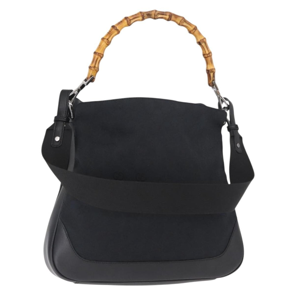 Gucci Diana Bamboo Shoulder Bag Gg Canvas Black Canvas Shoulder Bag Bag (Pre-Owned)