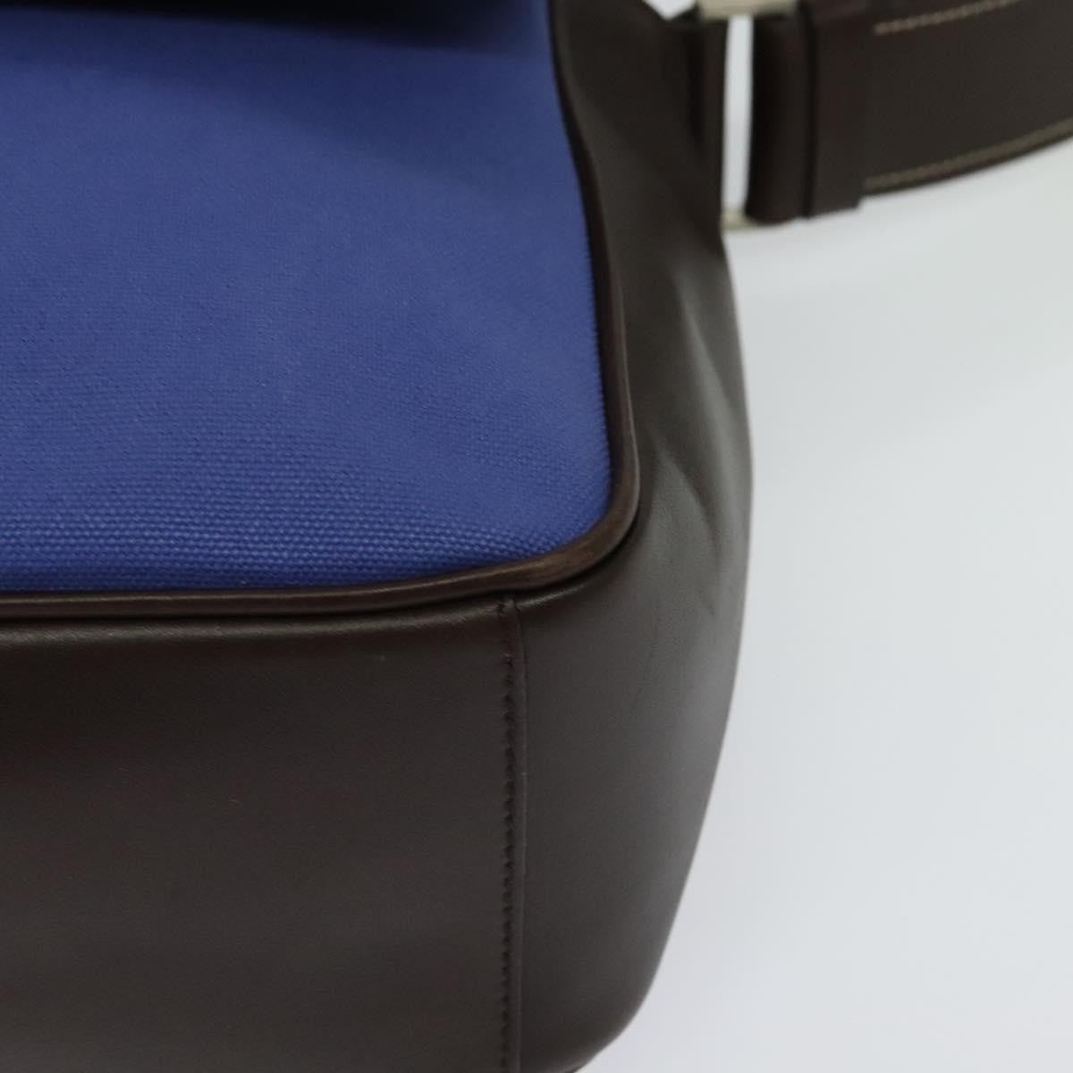 Prada Impunturato Buckle Flap Messenger Bag Canvas Blue Canvas Shoulder Bag Bag