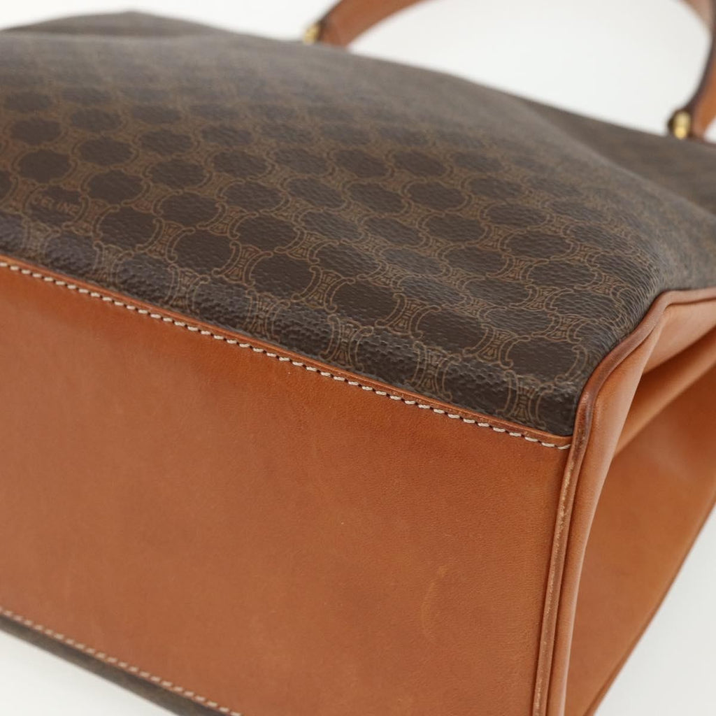 Celine Vintage Macadam Handbag Canvas And Leather Brown Canvas Handbag