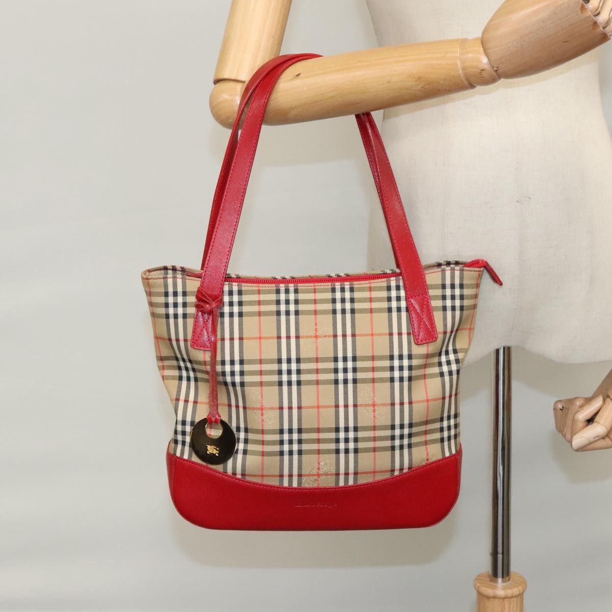 Burberry Nova Check Tote Canvas And Leather Beige Canvas Tote Bag