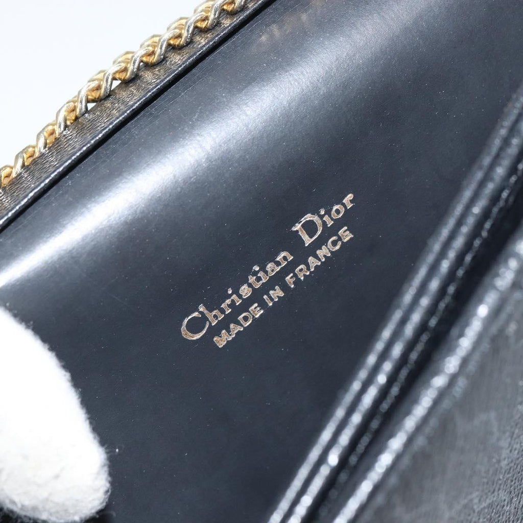 Christian Dior Vintage Chain Flap Shoulder Bag Leather Black Leather Shoulder Bag Bag (Pre-Owned)