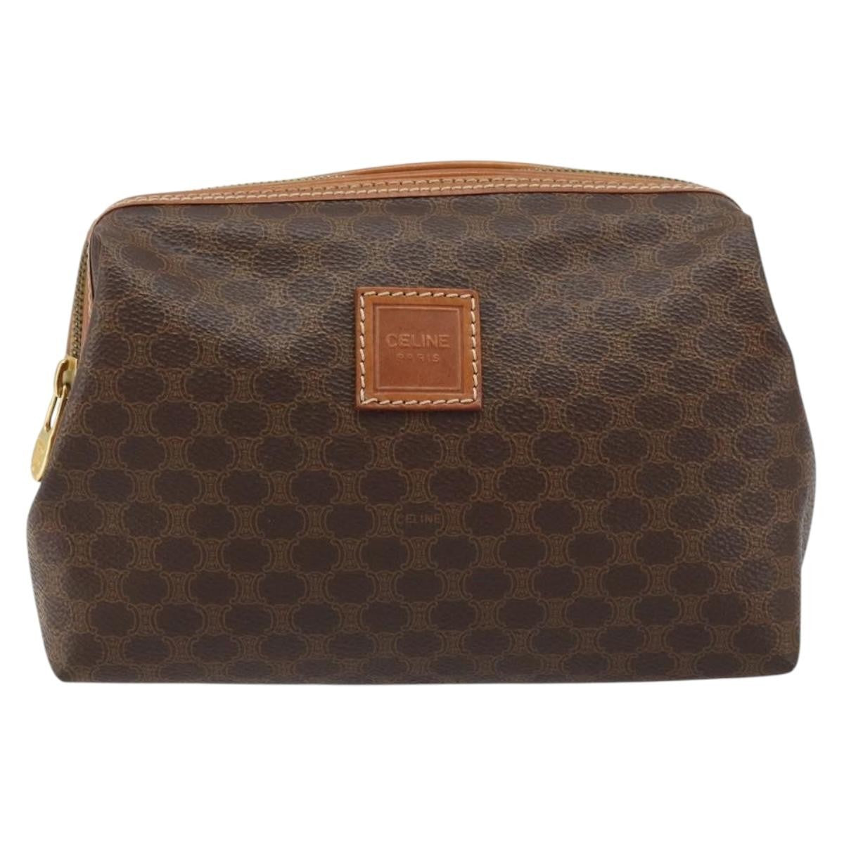 Celine Macadam Pochette Canvas And Leather Brown Canvas Clutche & Pouche Bag