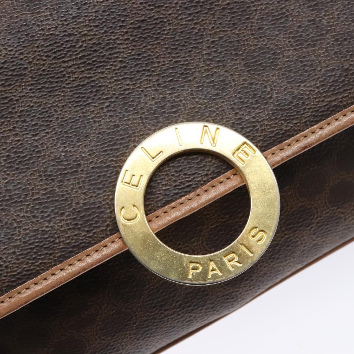 Celine Vintage Macadam Shoulder Bag Canvas Brown Canvas Bag