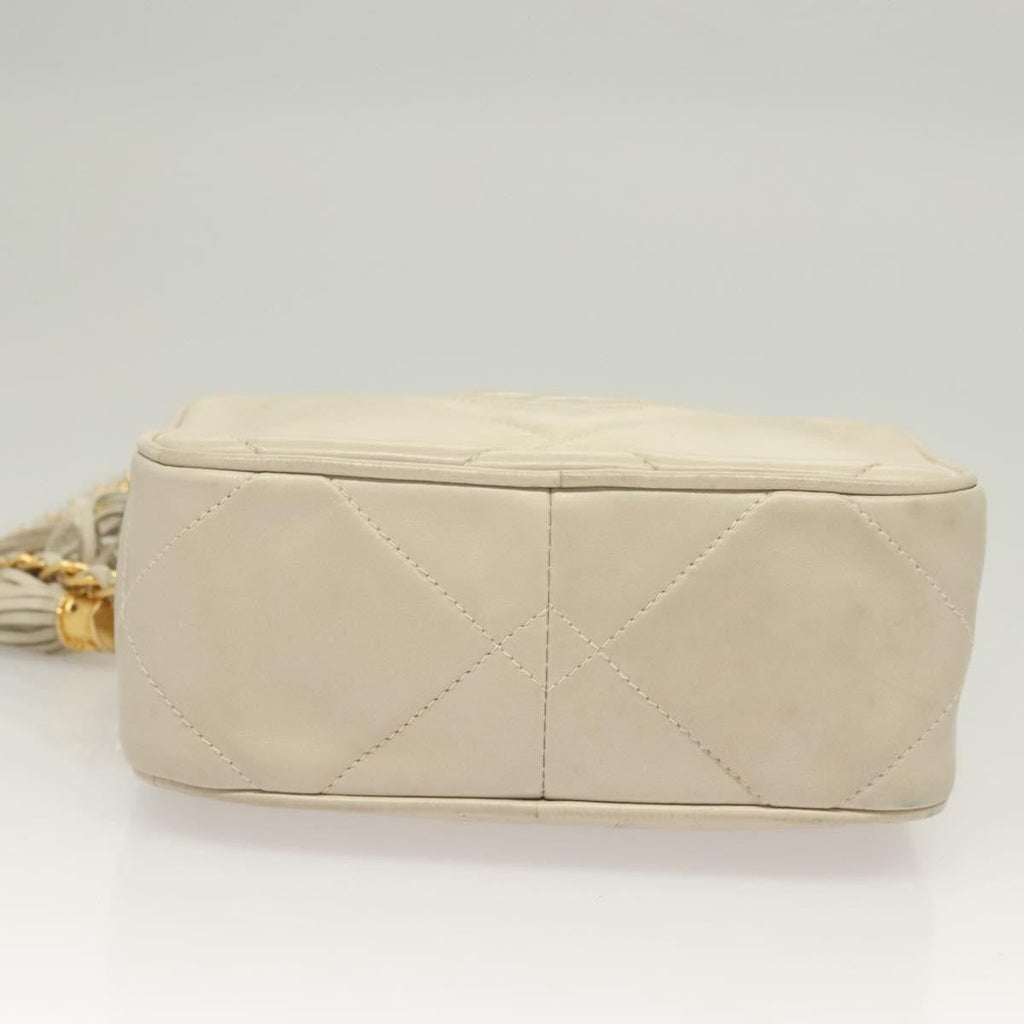 Chanel Vintage Diamond Cc Camera Bag Quilted Lambskin Beige Leather Shoulder Bag Bag