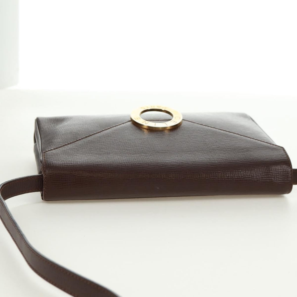 Celine Circle Logo Shoulder Bag Leather Brown Leather Shoulder Bag Bag